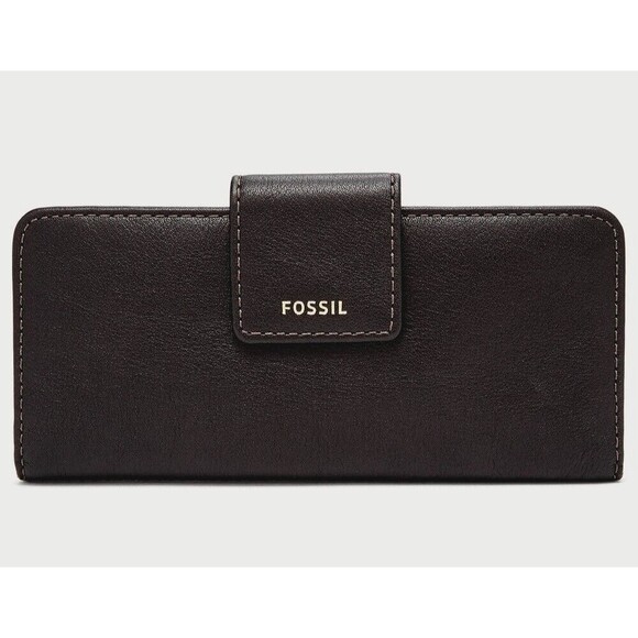 New Fossil Madison Slim Clutch Wallet Leather Black - Picture 1 of 2
